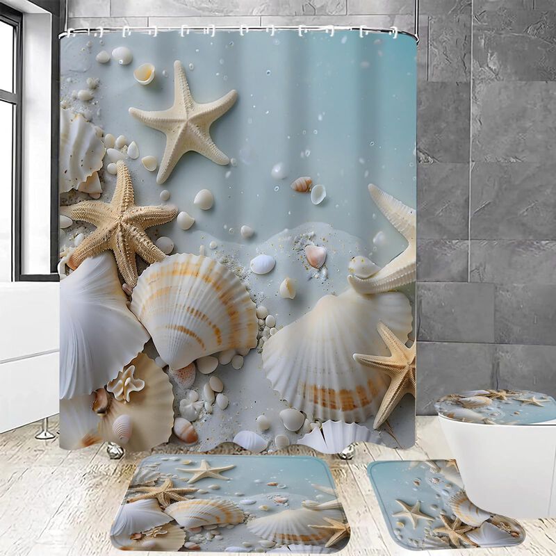 Juego De Cortinas De Ducha Chrainy Beach, Gris ... image number null
