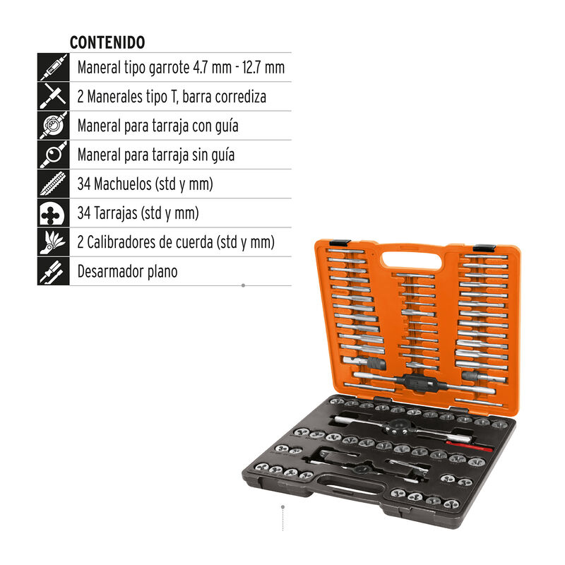 Juego de 76 Piezas de Machuelos y Tarrajas Trup... image number null