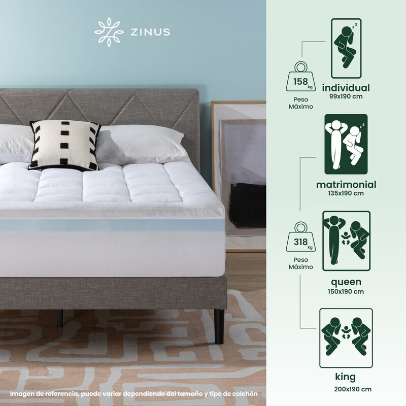 Zinus | Sobrecolchon De Espuma Y Dise&ntilde;o Perfila... image number null