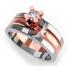 Anillo de Compromiso de 14K con Circonia Talla 6 ORO ROSA CON BLANCO 14K- / M995-14R-CZ-6