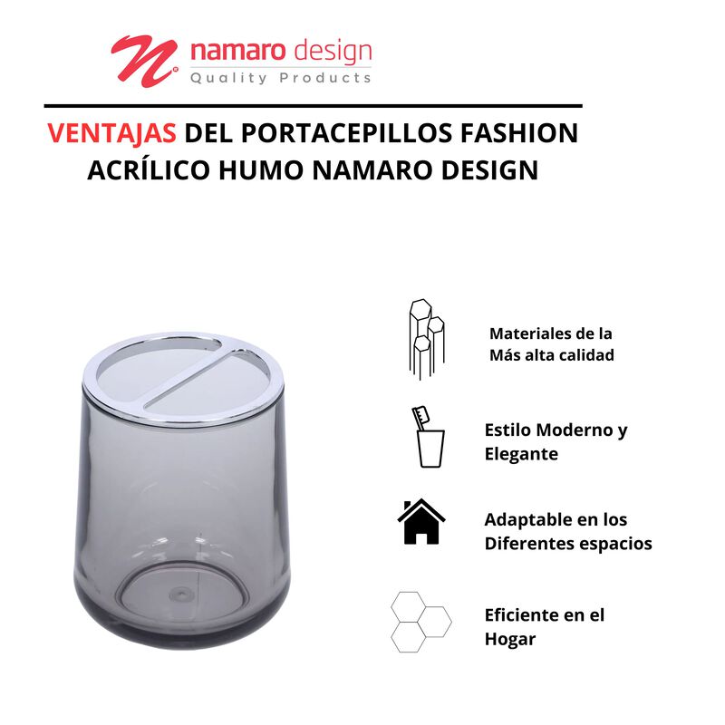 Portacepillos Fashion Acr&iacute;lico Humo Namaro Desi... image number null