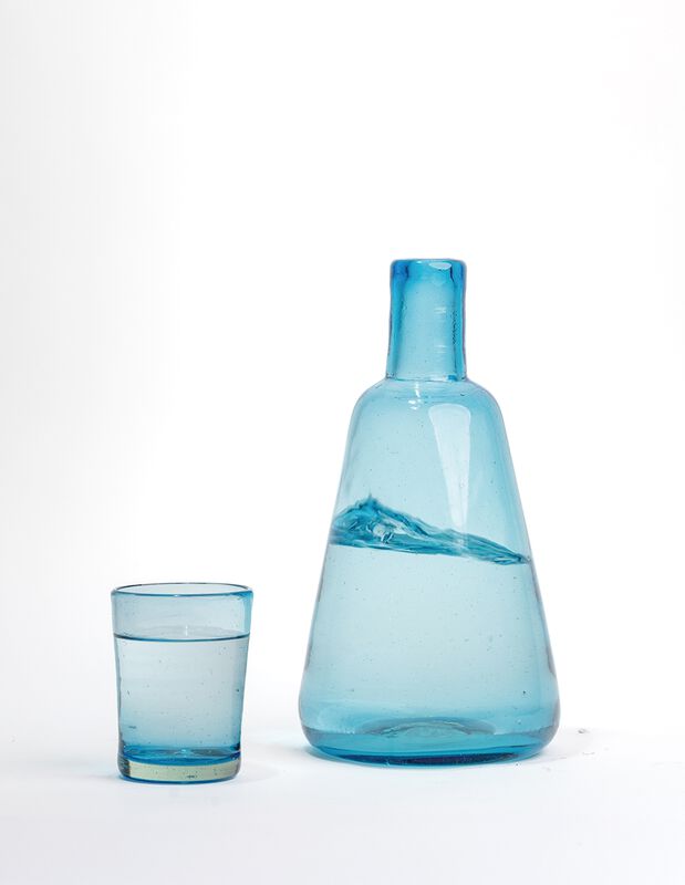 Jarra Buró de Vidrio Soplado Azul Mediterráneo ... image number null