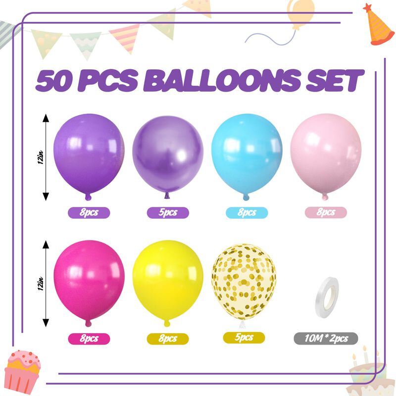 Globos Cudory 50 Uds 30 Cm Rosa, P&uacute;rpura Y Azul image number null
