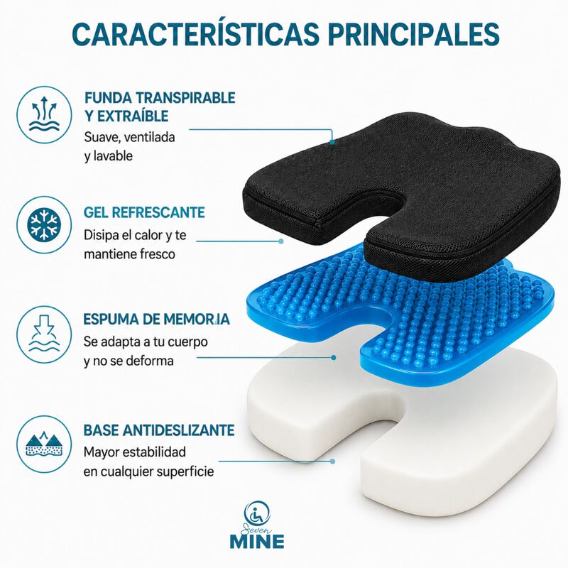 Coj&iacute;n Ortop&eacute;dico Gel Memory Foam Antideslizante... image number null
