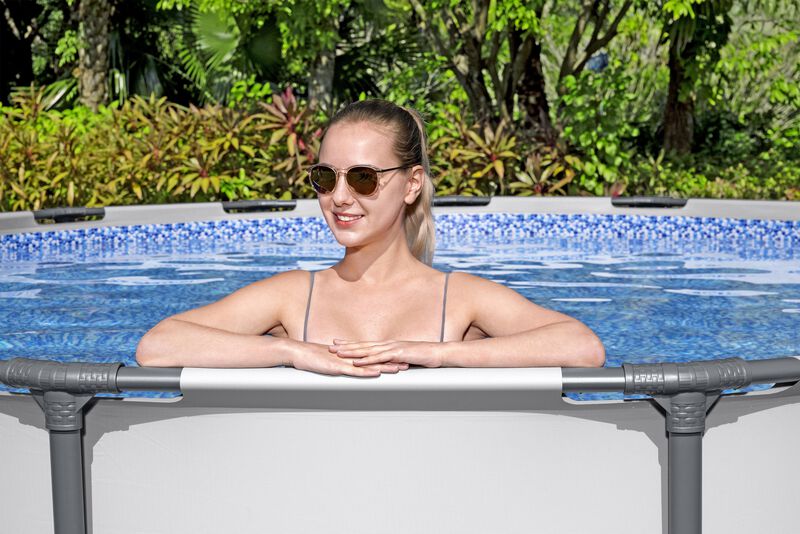 Alberca con estructura redonda 4.57x1.22cm gris... image number null