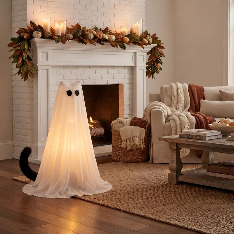 Gato Fantasma Pejouri 70 cm Decoraci&oacute;n Iluminad... image number null