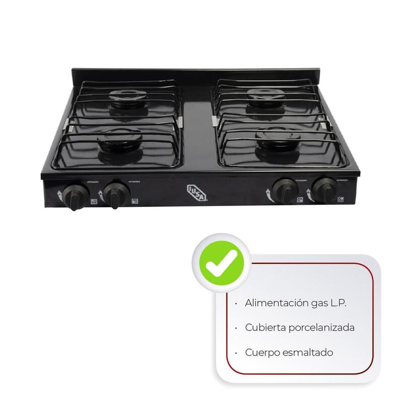 Parrilla A Gas 4 Quemadores Caper Negra image number null
