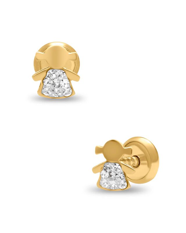 Broqueles  En Oro Amarillo 14k Con Zirconias image number null