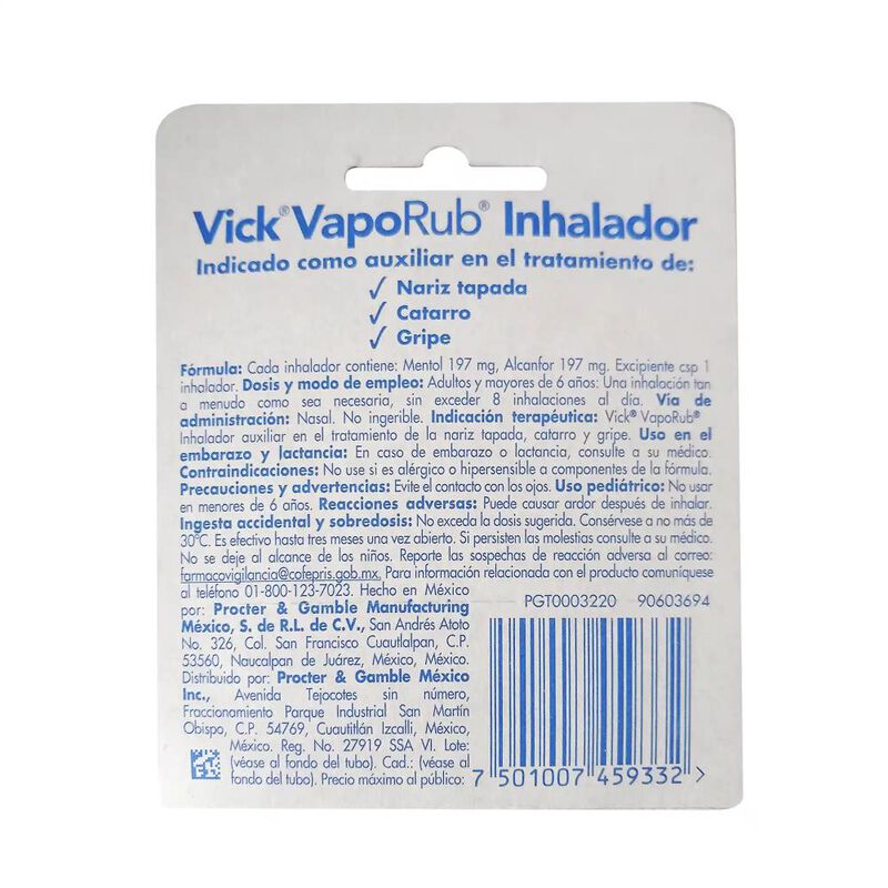 Inhalador Vick Vaporub Mentol Y Alcanfor 1pz image number null