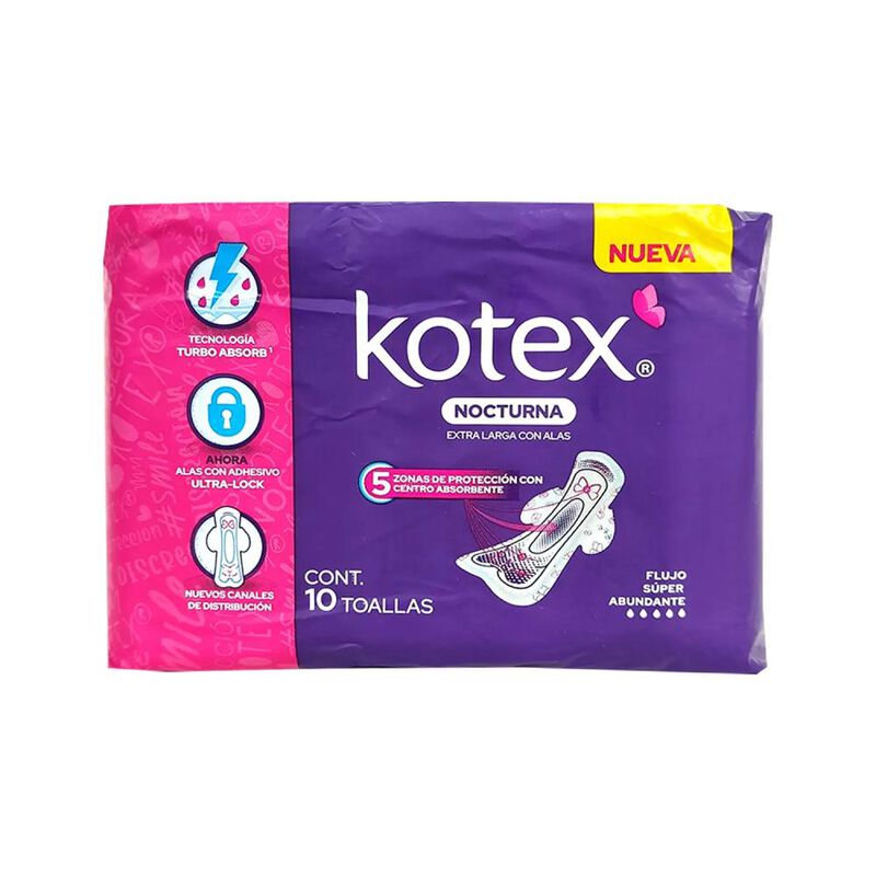 Kotex Nocturna Con Alas Dos Paq Con 10 Toallas ... image number null