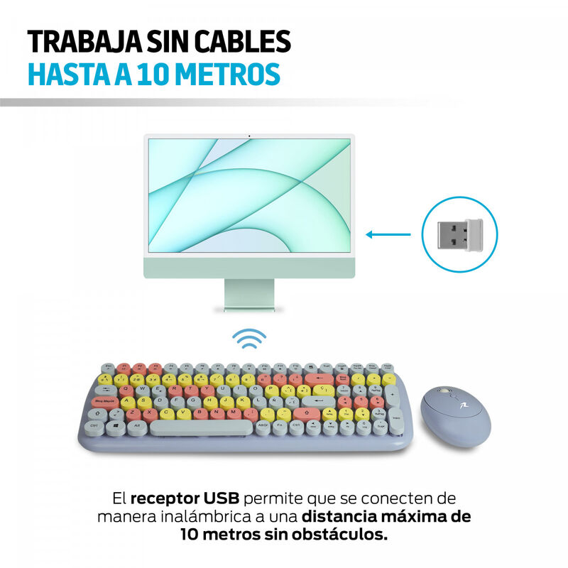 Teclado y Mouse Inalámbrico Retro con Receptor ... image number null