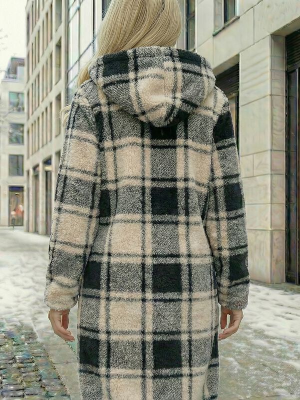 Abrigo C&aacute;rdigan Largo para Mujer Tipo Peluche C... image number null