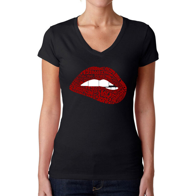 Camiseta De Cuello En V Word Art Para Mujer - L... image number null