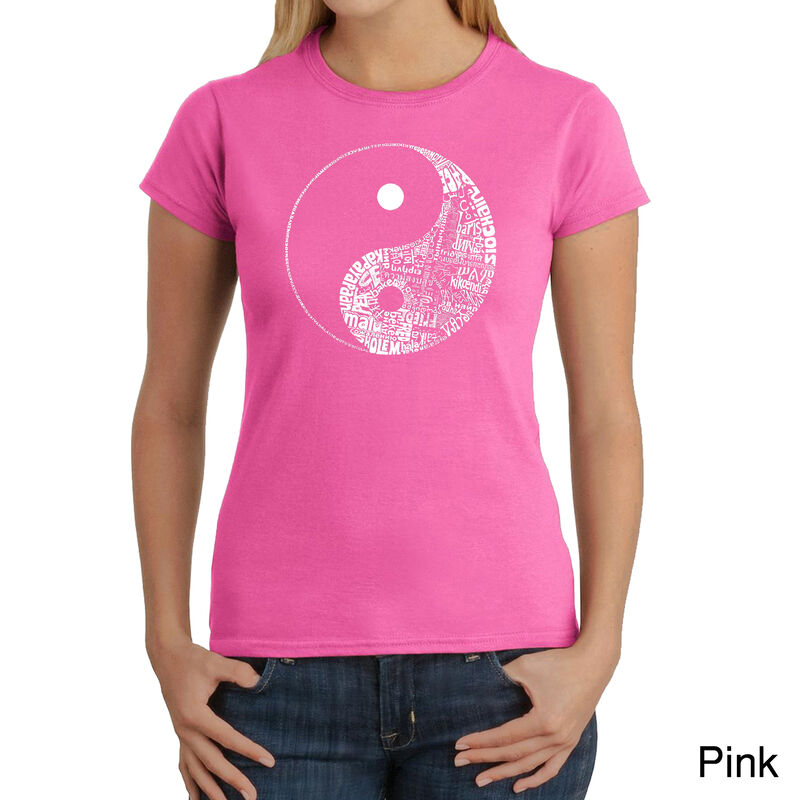 Camiseta Word Art Para Mujer - Yin Yang- Rosa image number null