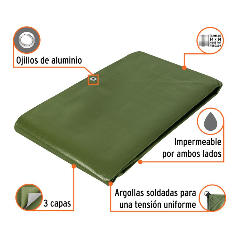 Lona Uso Rudo Truper Expert Lt-45x 4 X 5 M Verd... image number null