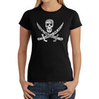 Camiseta Word Art Para Mujer - Capitanes Piratas y Barcos- Negro