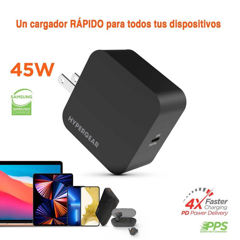 Cargador Super r&aacute;pido AC HYPERGEAR USB-C PD 45W... image number null