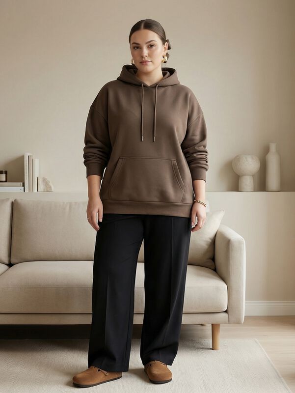 Sudadera Oversize C&oacute;moda Vers&aacute;til SUD-1021 Caf&eacute;... image number null