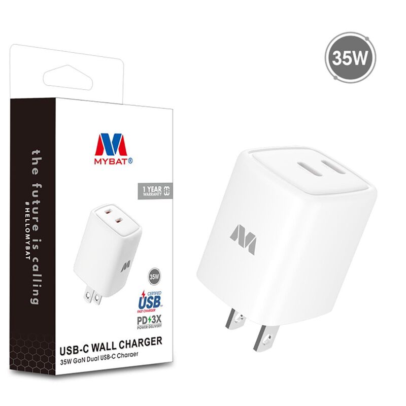 Cargador Ac Mybat Dual Usb-c 35w Gan Universal ... image number null