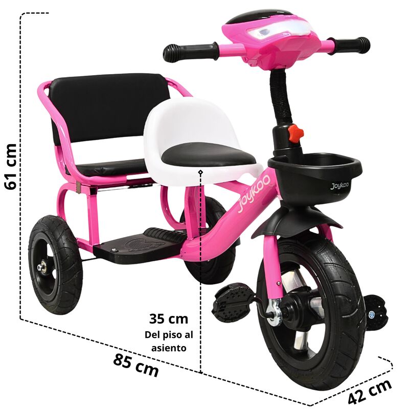 Triciclo para Ni&ntilde;os Dos Asientos Torreta con Lu... image number null