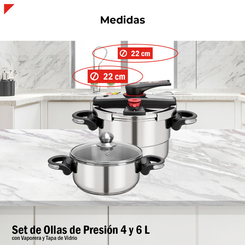 Set De Ollas De Presi&oacute;n 4 y 6L Acero Inox Bogne... image number null