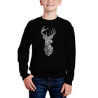 Sudadera De Cuello Redondo Word Art Para Ni&ntilde;o - Tipos De Ciervos - Negro