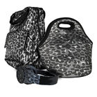 Combo mochila para laptop con lunch bag y audífonos animal print