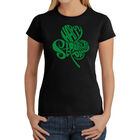 Camiseta Word Art Para Mujer - Tr&eacute;bol Del D&iacute;a De San Patricio- Negro