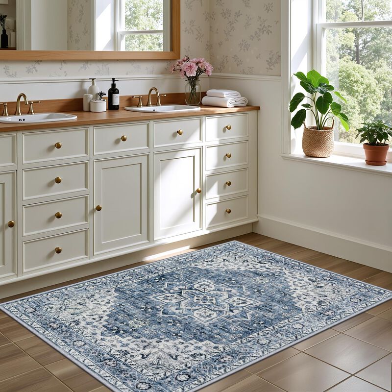 Alfombra Expedix 91 cm x 61 cm Lavable Azul Vin... image number null