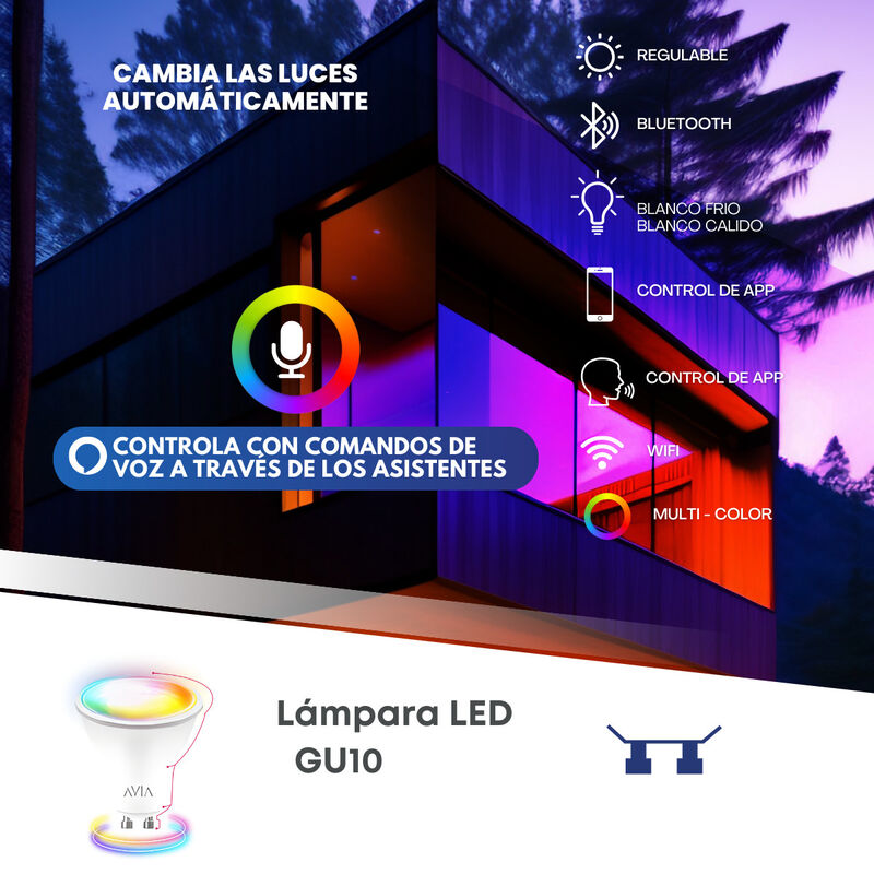 Pack 5 piezas Foco Led Dicroico 5w Inteligente ... image number null