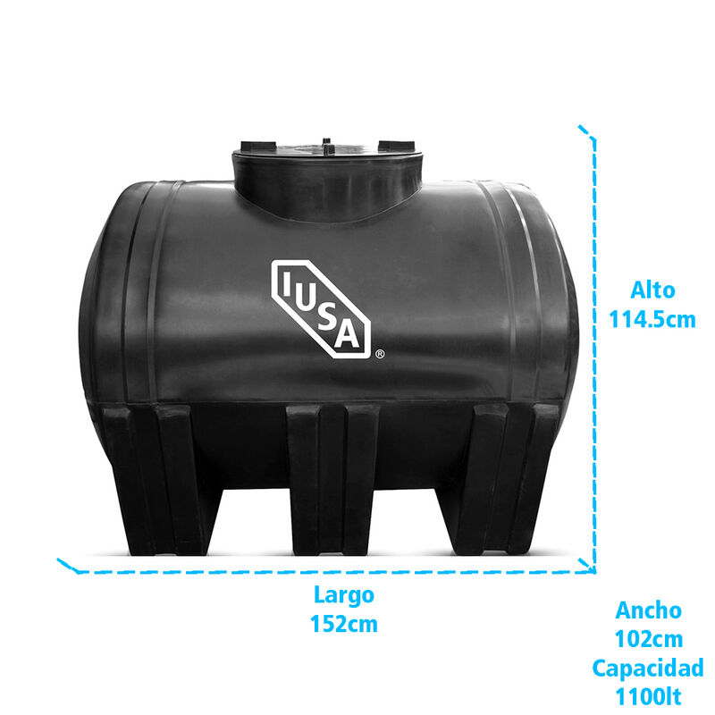 Tinaco Horizontal 1100 L Negro image number null