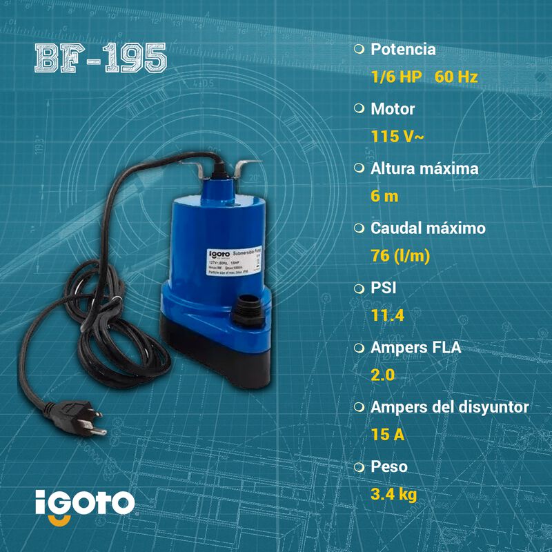 Bomba Sumergible Igoto Para Fuente 1/6 Hp 6 Met... image number null
