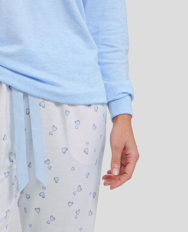 Pijama Mixto Corazones Celeste image number null