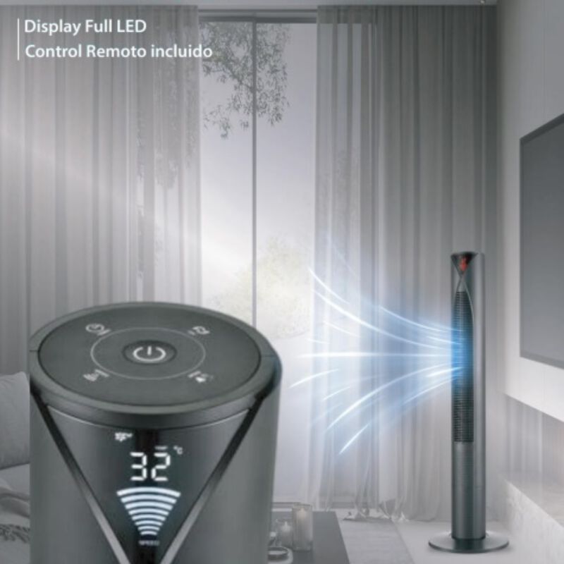 Ventilador Home Ambient Novah De Torre Negro En... image number null