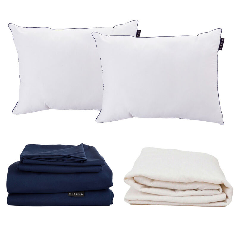 S&aacute;banas Queen Size Dicasa Softy Azul Marino + P... image number null