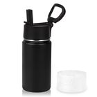 Volhoply Botella De Agua Aislada De Acero Inoxidable De 14 Oz Para Ni&ntilde;os Con Tapa De Sorbete Y Borde De Silicona, Libre De Bpa, F&aacute;cil De Usar Para Ni&ntilde;os Y Ni&ntilde;as (negro)