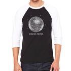 Camiseta Ragl&aacute;n de B&eacute;isbol Word Art Para Hombre - Disco Ball - Negro Blanco