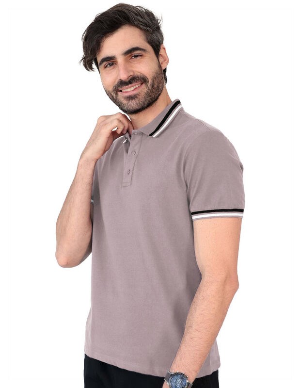 Playera Caballero Polo Cuello Abotonado Café Me... image number null