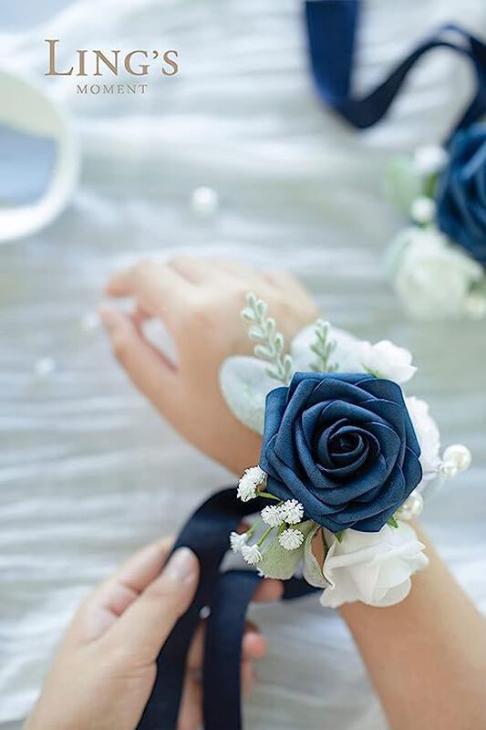 Flores Artificiales Ling's Moment, Rosas Azul M... image number null