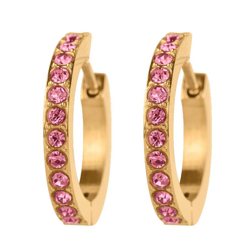 Aretes Sari LuckyLy Acero Inoxidable con Ba&ntilde;o O... image number null