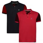 Polo De Hombre Manga Corta Algodon Contraste Modelo Bark 2pz Rojo y Negro