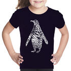 Camiseta Word Art Para Ni&ntilde;a - Ping&uuml;ino - Negro