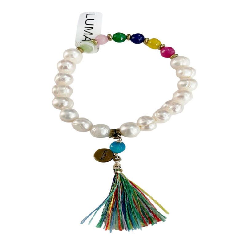 Pulsera Perlas y Piedras &Aacute;gatas de colores con ... image number null