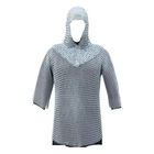 Camisa Cota de Malla Medieval con Cofia - Acabado Plateado