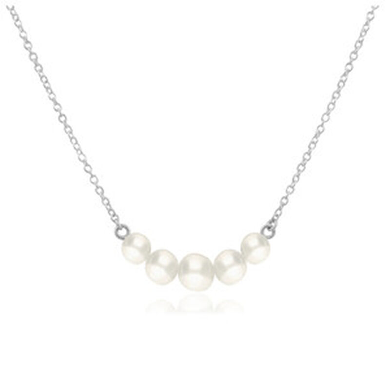 Collar de Cadena de Plata y 5 Perlas Cultivadas image number null