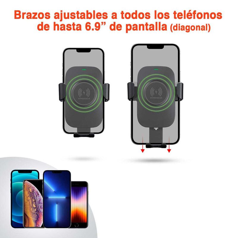 Soporte y cargador inal&aacute;mbrico HYPERGEAR 15w au... image number null