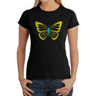 Camiseta Word Art Para Mujer - Mariposa- Negro