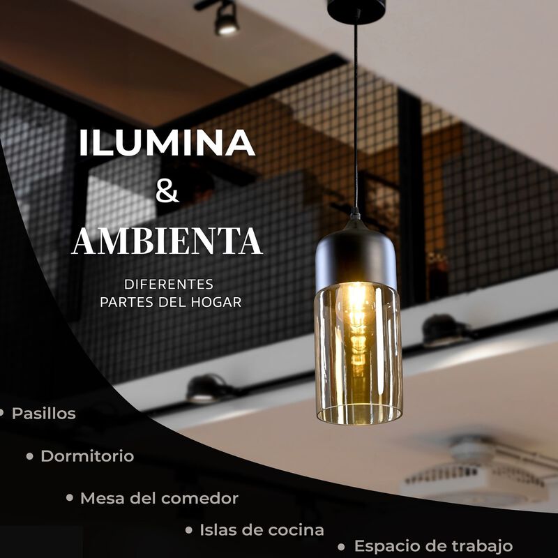 L&aacute;mpara Colgante Cil&iacute;ndrica Delgada Con Cristal... image number null