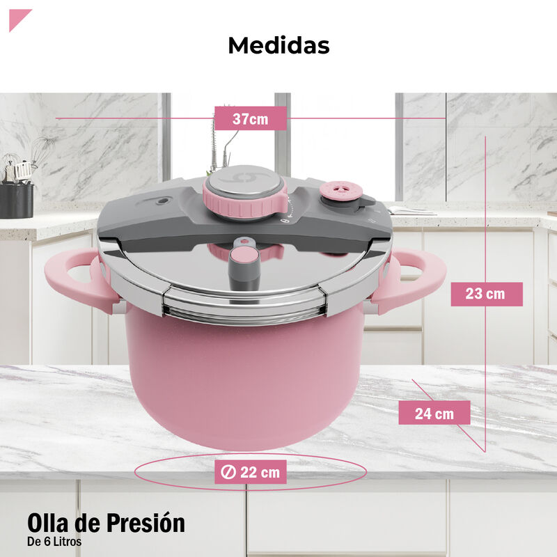 Bogner Olla de Presi&oacute;n 6L Acero Inox Rosa BPC06... image number null