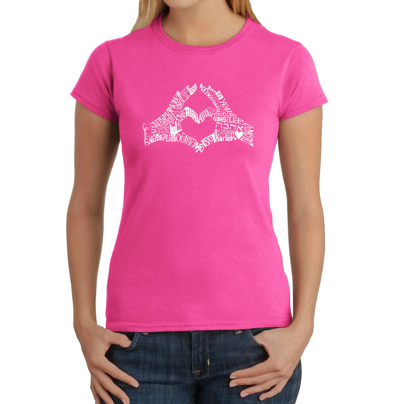 Camiseta Word Art Para Mujer - Coraz&oacute;n con Dedo... image number null